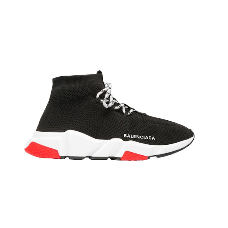 Image of Balenciaga Speed Trainer Lace Up Black Red