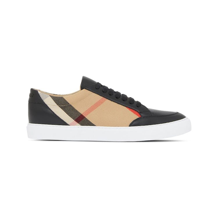 Image of Burberry Leather Suede and House Check Sneakers Black Archive Beige Black White (W)