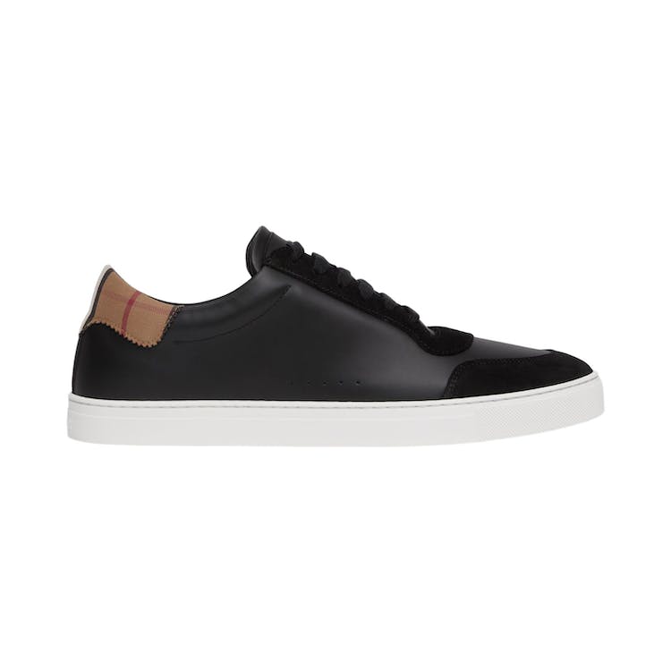 Image of Burberry Leather Suede and Vintage Check Cotton Sneakers Black