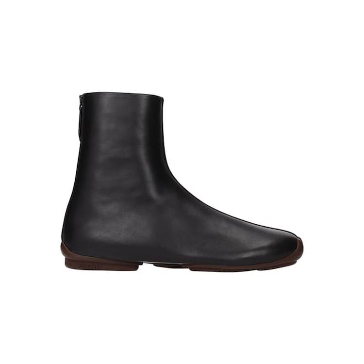 Image of Burberry Phoenix Leather Sock Ankle Boots Black Ebony Brown