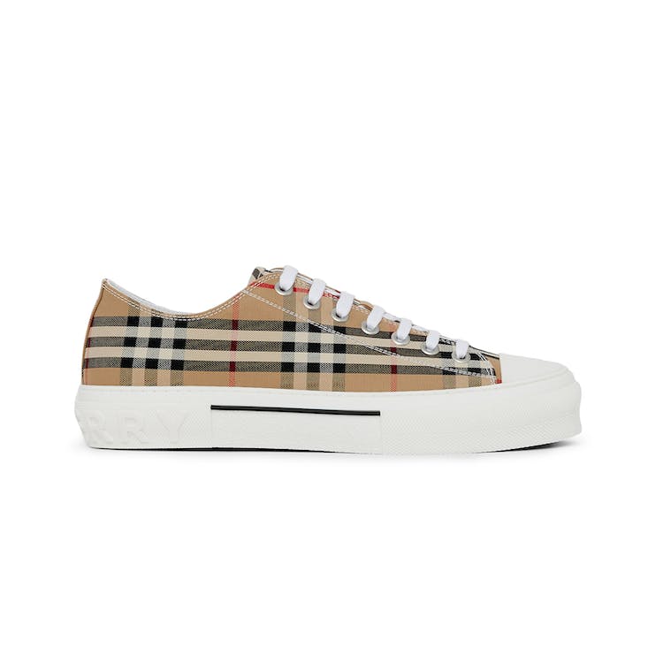 Image of Burberry Vintage Check Cotton Sneakers Archive Beige White