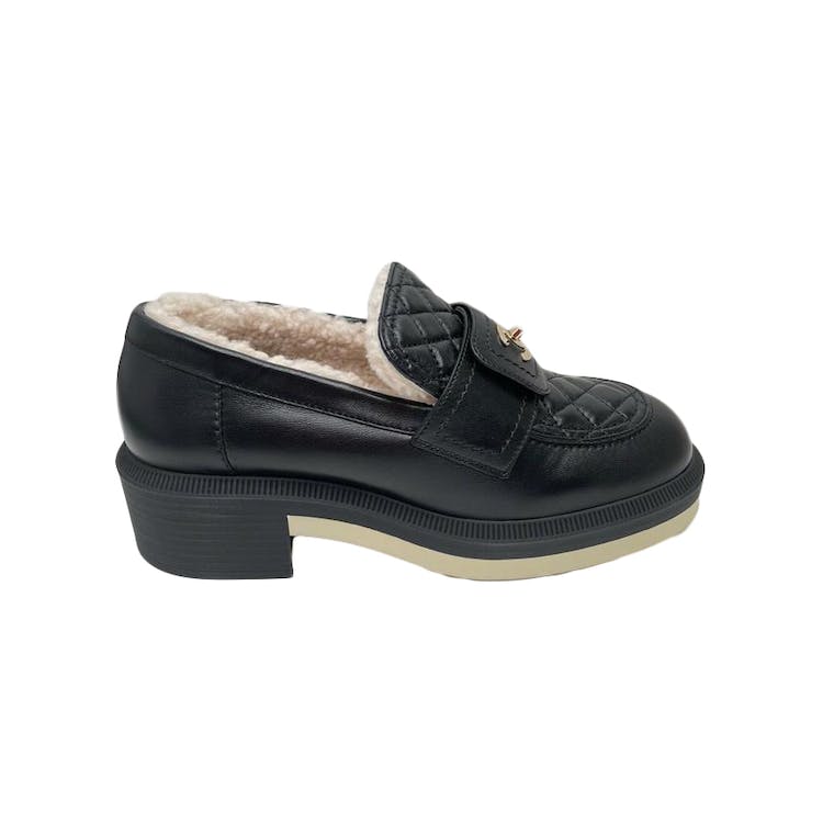 Image of Chanel CC Logo Turnlock Loafers Black Leather