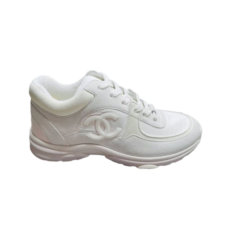 Image of Chanel Low Top Trainer Reflective White Suede