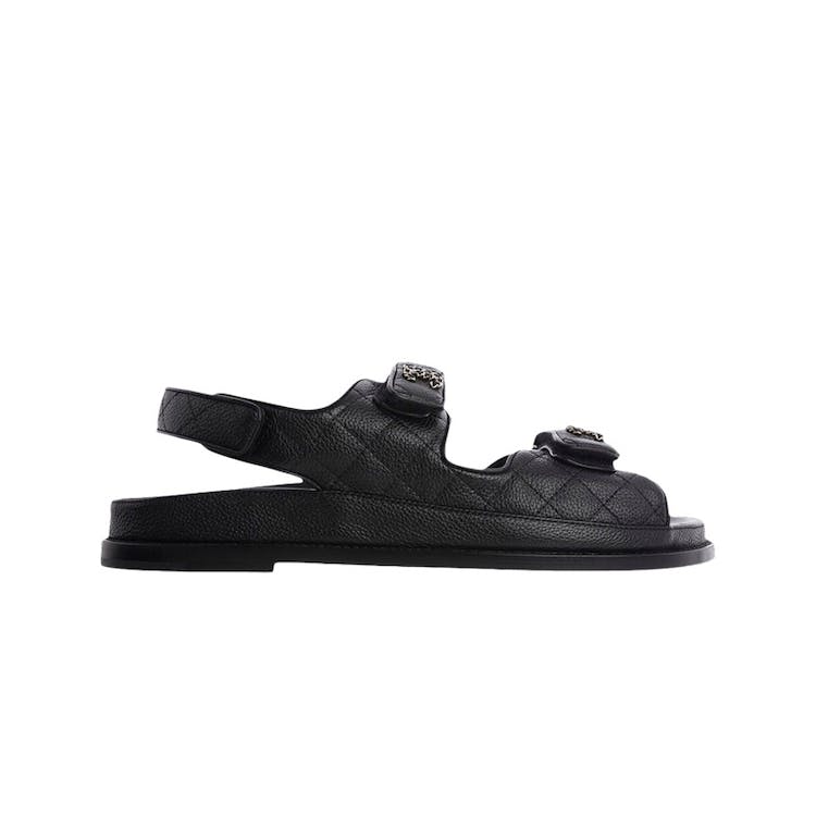 Image of Chanel Quilted Dad Sandal Black Leather