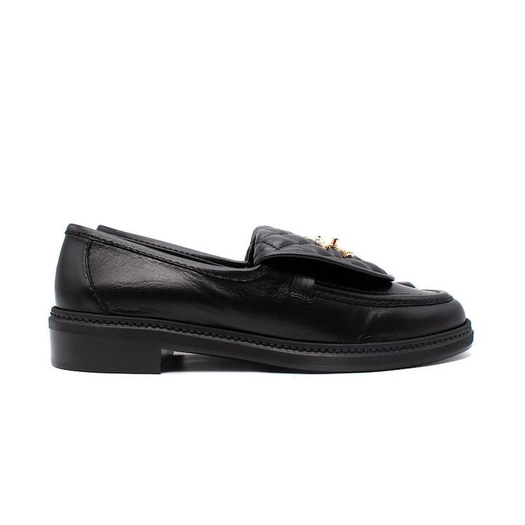 Image of Chanel Quilted Tab Loafers Black Leather