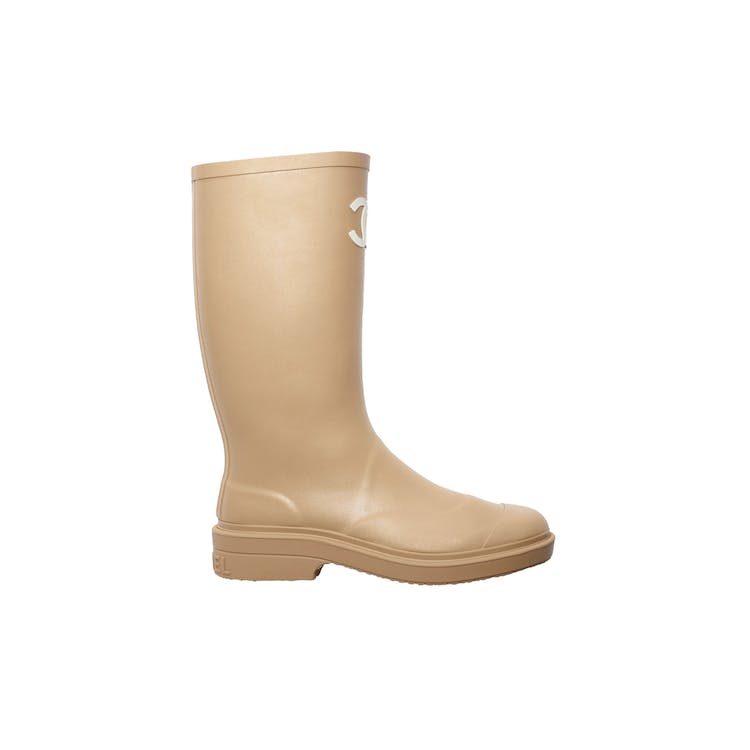 Image of Chanel Rubber Rain Boots Beige