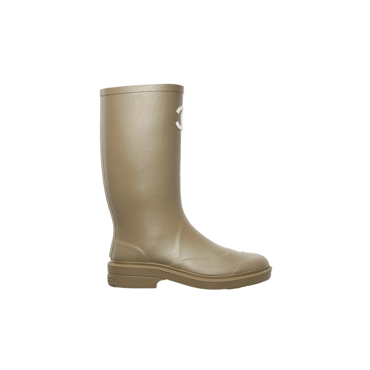 Image of Chanel Rubber Rain Boots Dark Beige