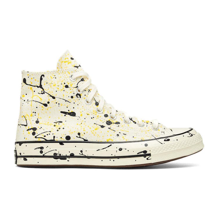 Image of Converse Chuck Taylor All-Star 70 Hi Archive Paint Splatter Egret Amarillo Yellow