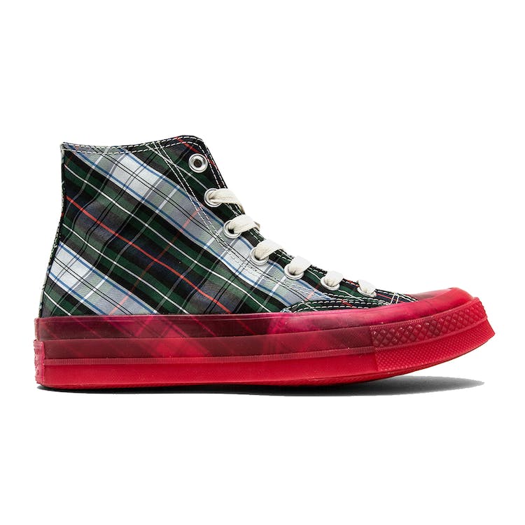 Image of Converse Chuck Taylor All-Star 70 Hi Plaid Translucent Midsole Red