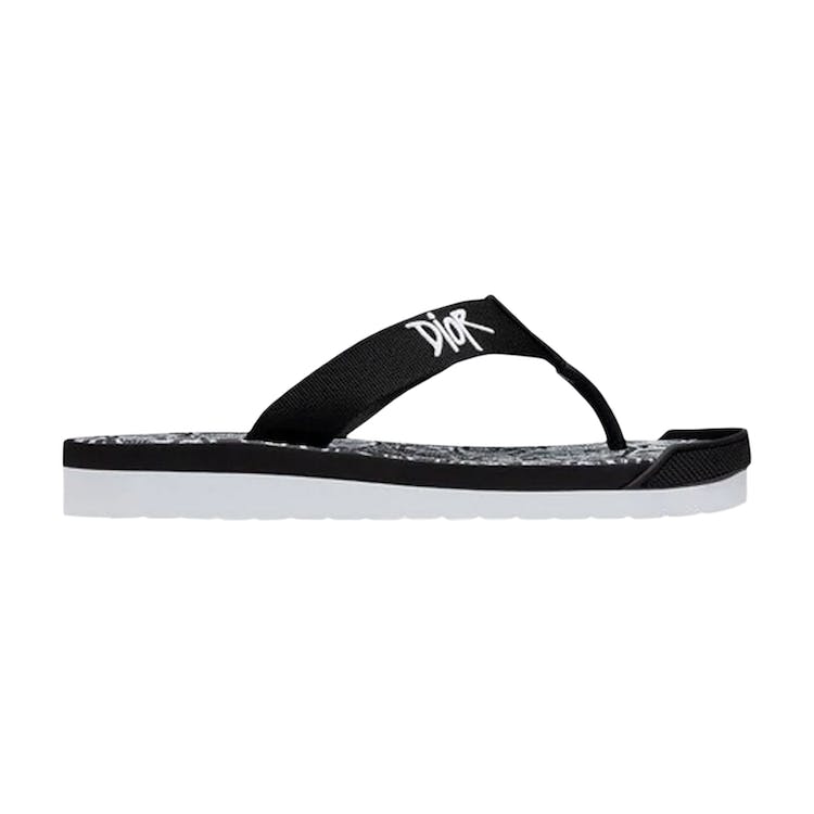 Image of Dior And Shawn Embroidery Flip Flops White Black