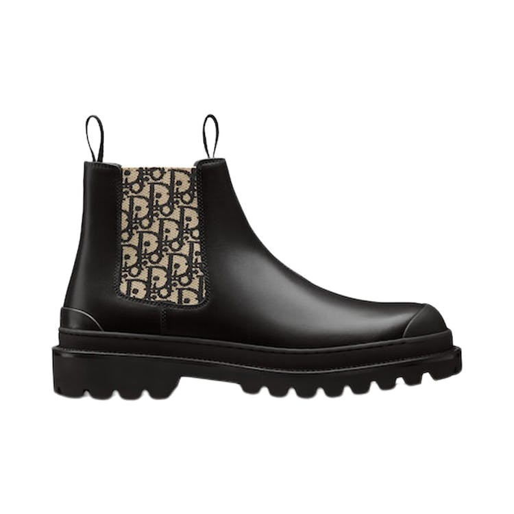 Image of Dior Explorer Chelsea Boot Black Beige Black Dior Oblique Motif