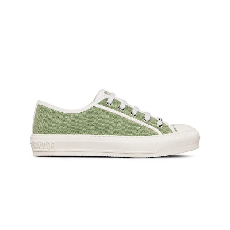 Image of Dior WalkNDior Low Top Green Faded Cannage Embroidered Denim (W)
