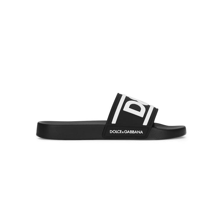Image of Dolce & Gabbana Beachwear Sliders DG Logo Black White