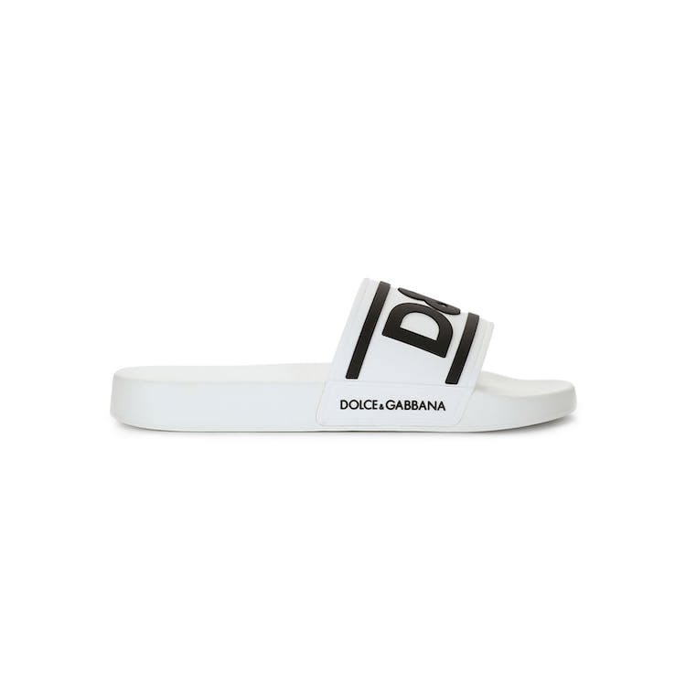 Image of Dolce & Gabbana Beachwear Sliders DG Logo White Black