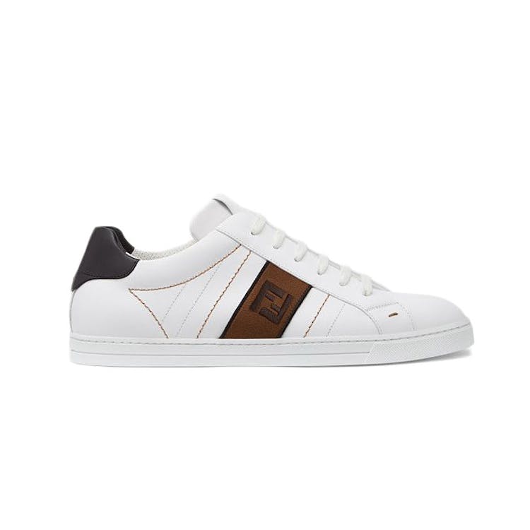 Image of Fendi FF Leather Low Top White Brown