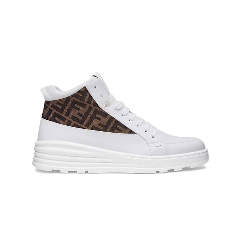 Image of Fendi Leather Mid Top White Brown