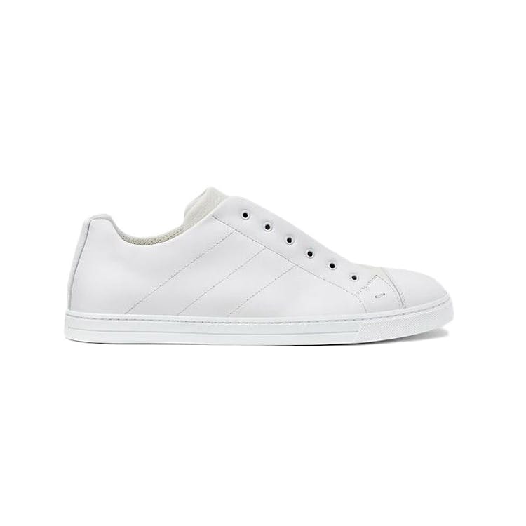 Image of Fendi Leather Slip Ons White Brown