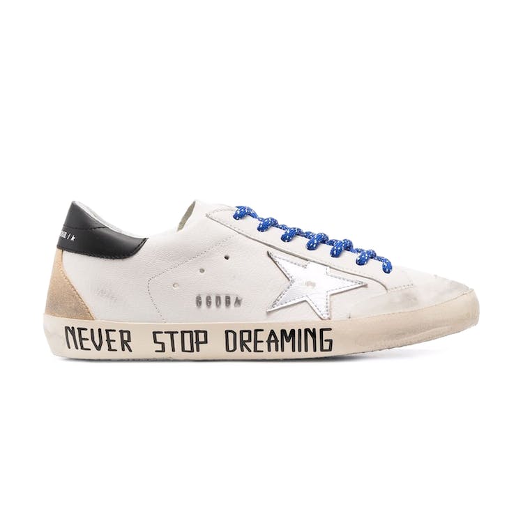 Image of Golden Goose Super Star Never Stop Dreaming White Black Silver-tone