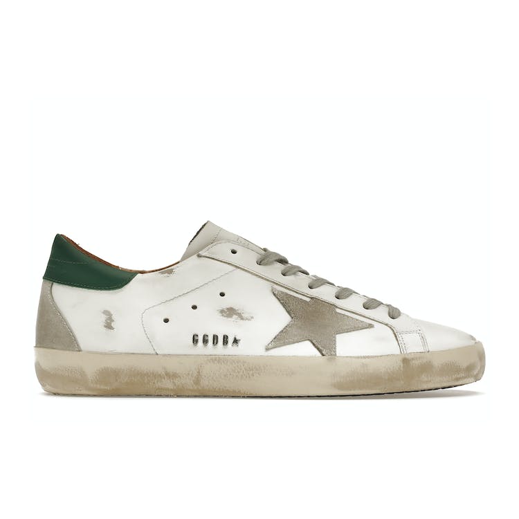 Image of Golden Goose Super-Star White Green Grey Suede Patch