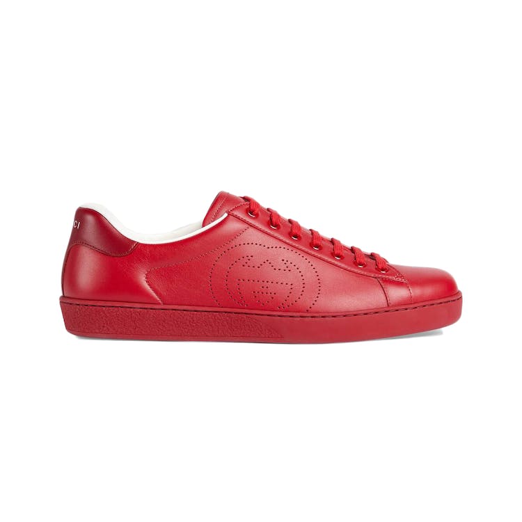 Image of Gucci Ace Perforated Interlocking G Red