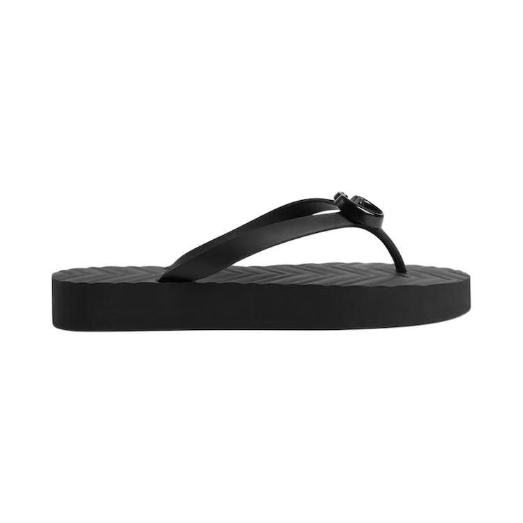 Image of Gucci Chevron Thong Sandal Black Rubber