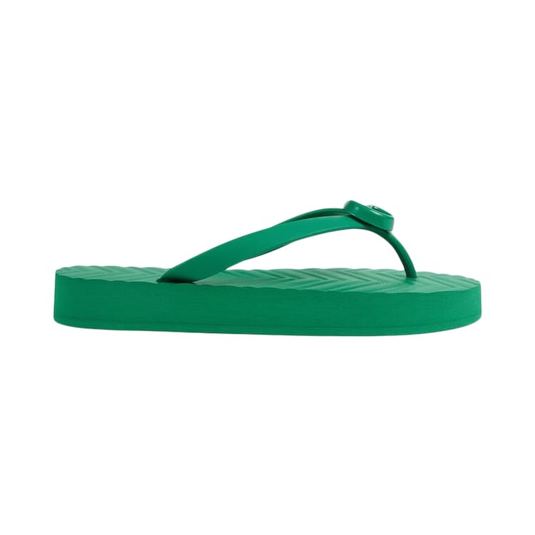 Image of Gucci Chevron Thong Sandal Green Rubber