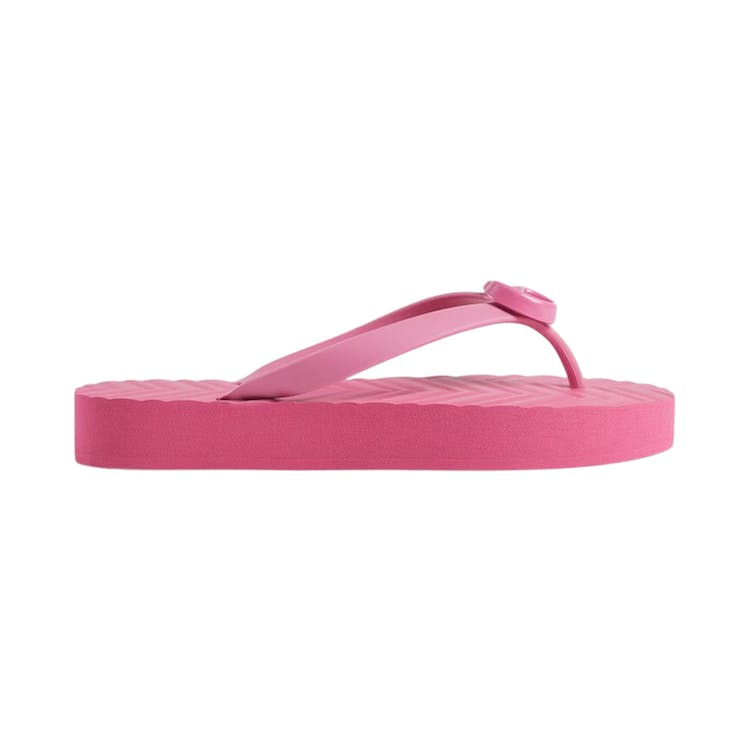Image of Gucci Chevron Thong Sandal Pink Rubber