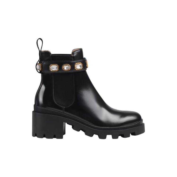 Image of Gucci Crystal Belt 60mm Ankle Boot Black Leather