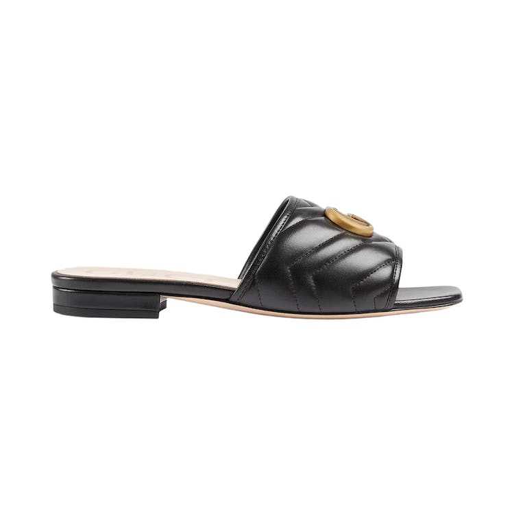 Image of Gucci Double G Slide Sandal Black Leather