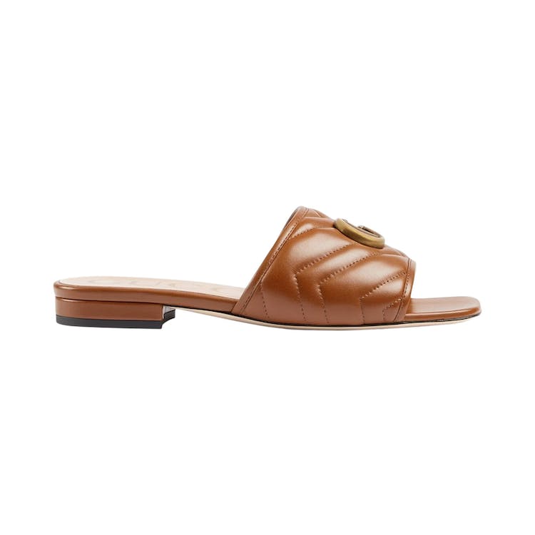 Image of Gucci Double G Slide Sandal Brown Leather