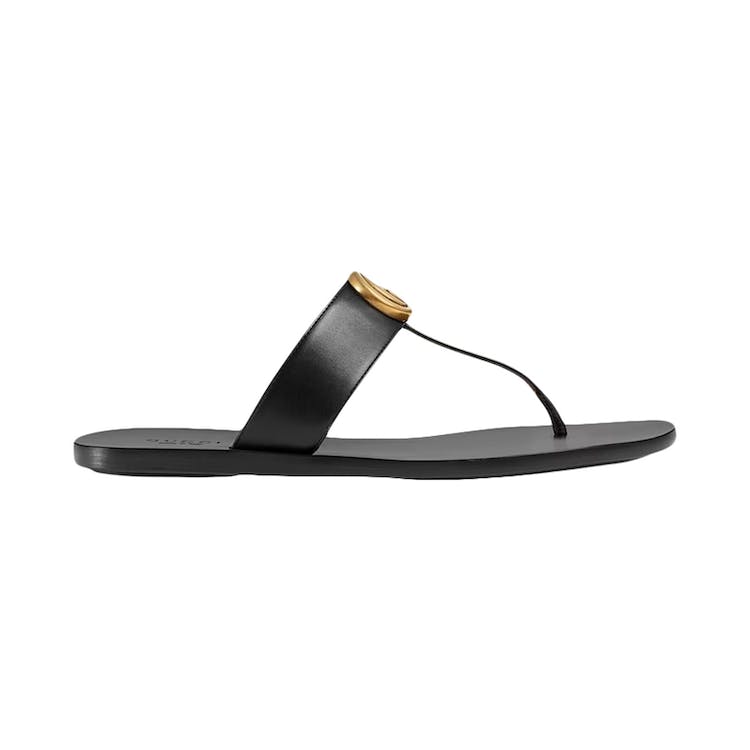 Image of Gucci Double G Thong Sandal Black Leather