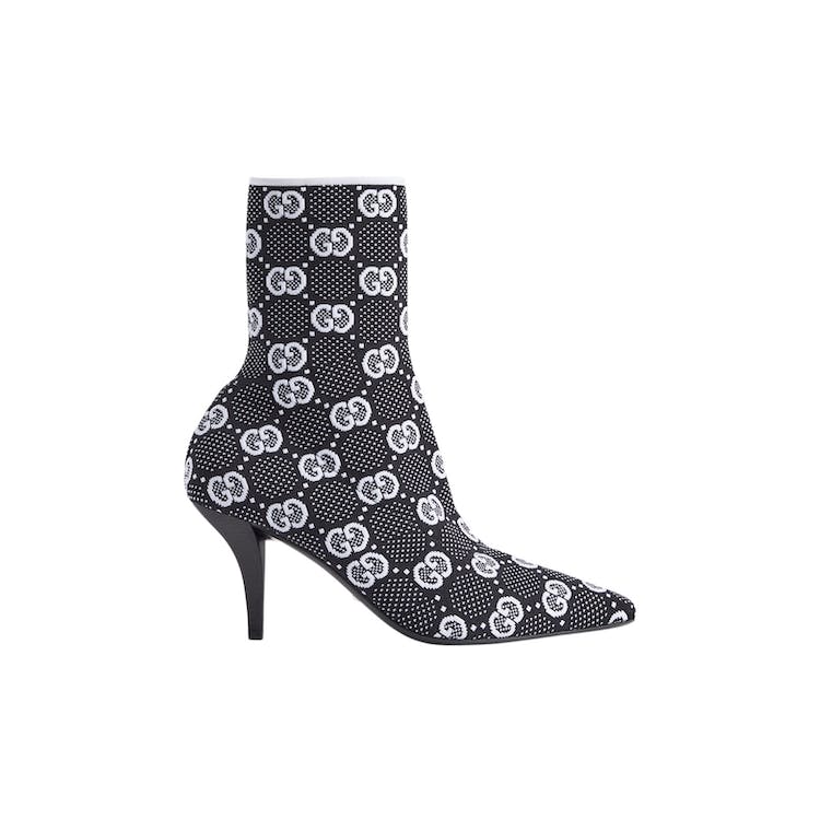 Image of Gucci GG 75mm Knit Ankle Boots Black White Fabric