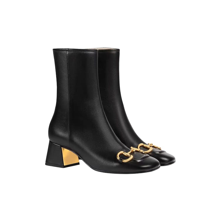 Image of Gucci Horsebit 55mm Ankle Boot Black Leather