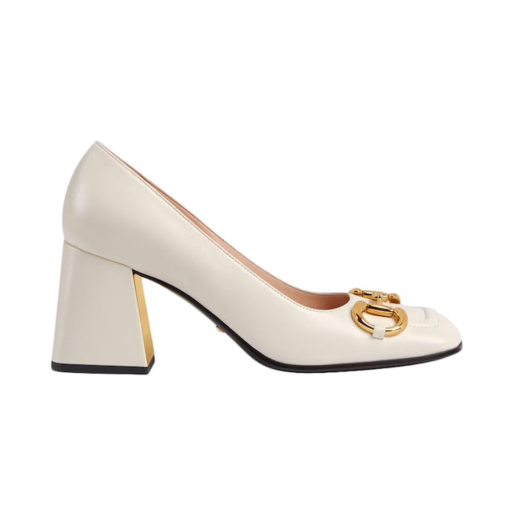 Image of Gucci Horsebit 75mm Pump White Leather