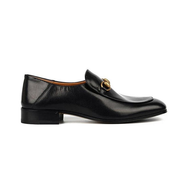 Image of Gucci Horsebit Slip On Loafer Gold-Tone Black Leather (W)