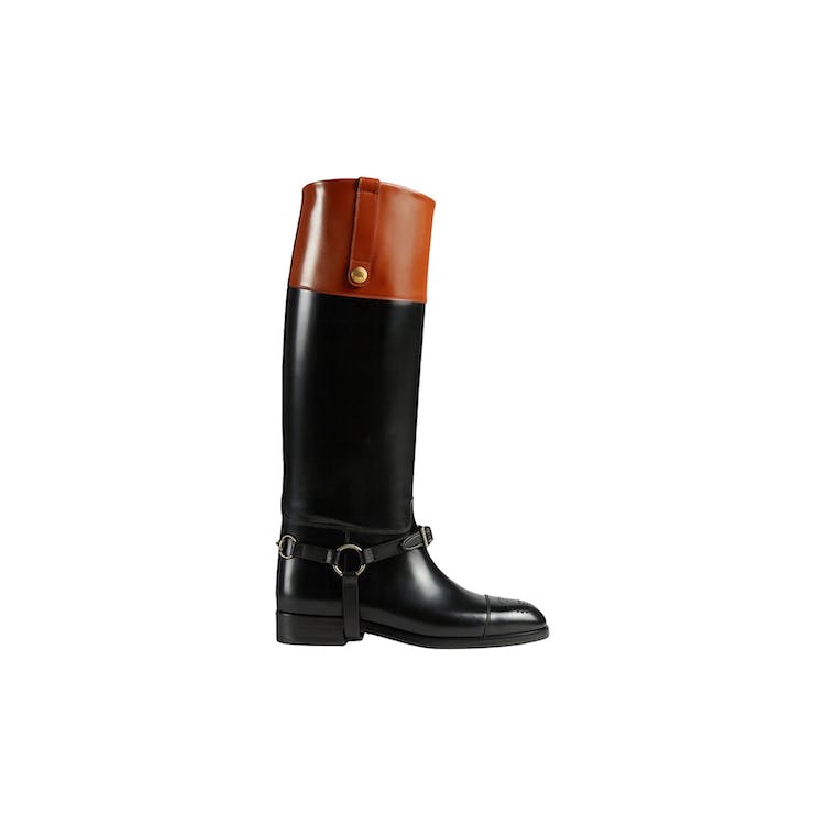 Image of Gucci Knee-High Boot Black Harness Leather