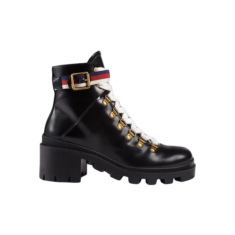 Image of Gucci Sylvie Web 55mm Ankle Boot Black Leather