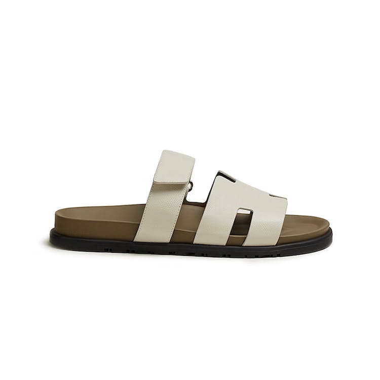 Image of Hermes Chypre Sandal Beige Glaise Vert Toundra Grained Leather (M)