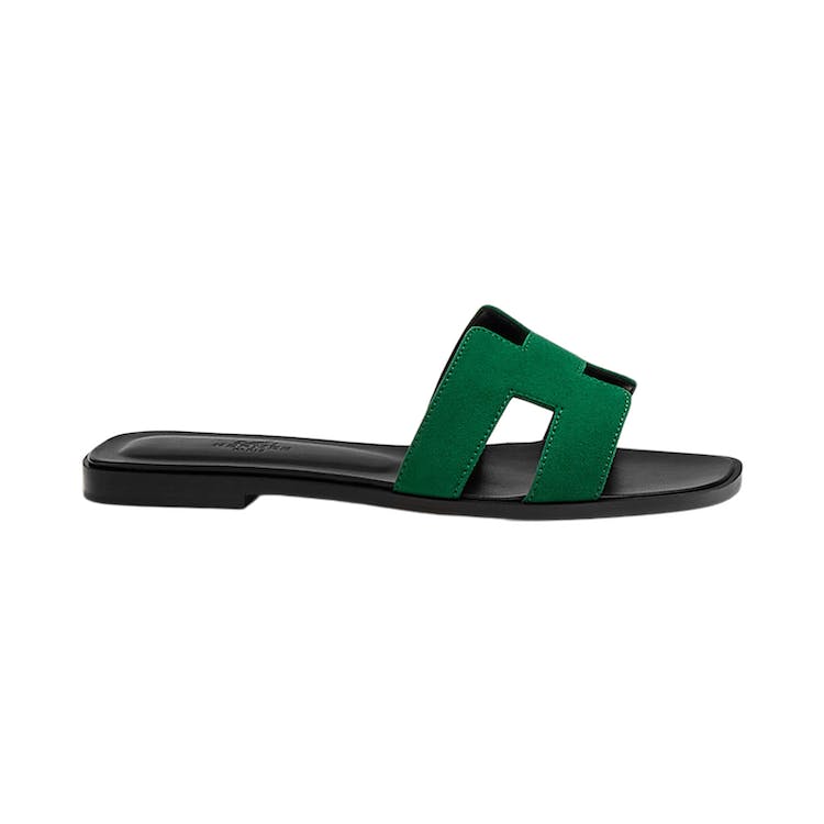 Image of Hermes Oran Sandal Vert Electrique Leather