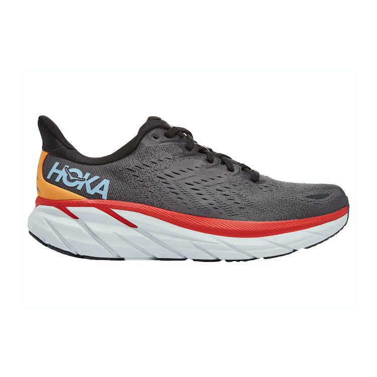 Image of Hoka One One Clifton 8 Anthracite Castlerock Red