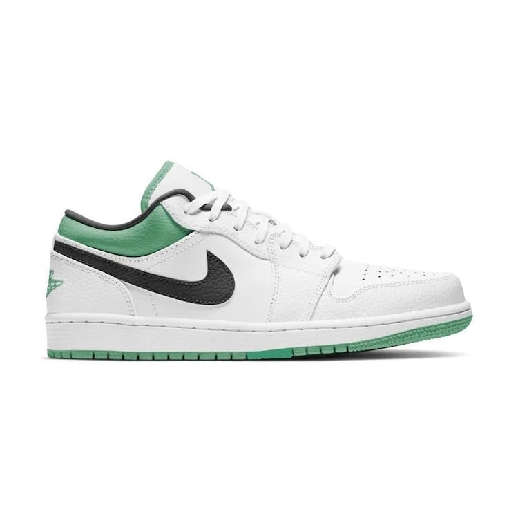 Image of Jordan 1 Low White Lucky Green Tumbled Leather (GS)