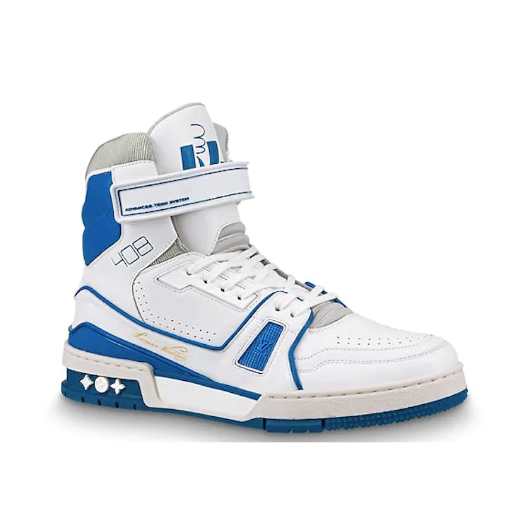 Image of Louis Vuitton LV Trainer Sneaker Boot High White Blue