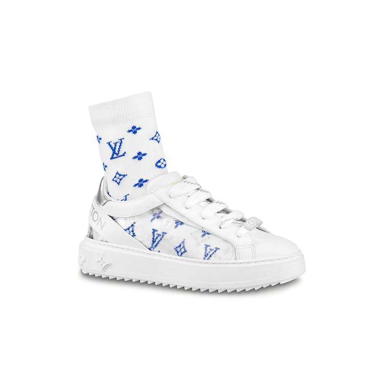 Image of Louis Vuitton Time Out Debossed Monogram Transparent Upper White Silver (W) (White Blue Socks Included)