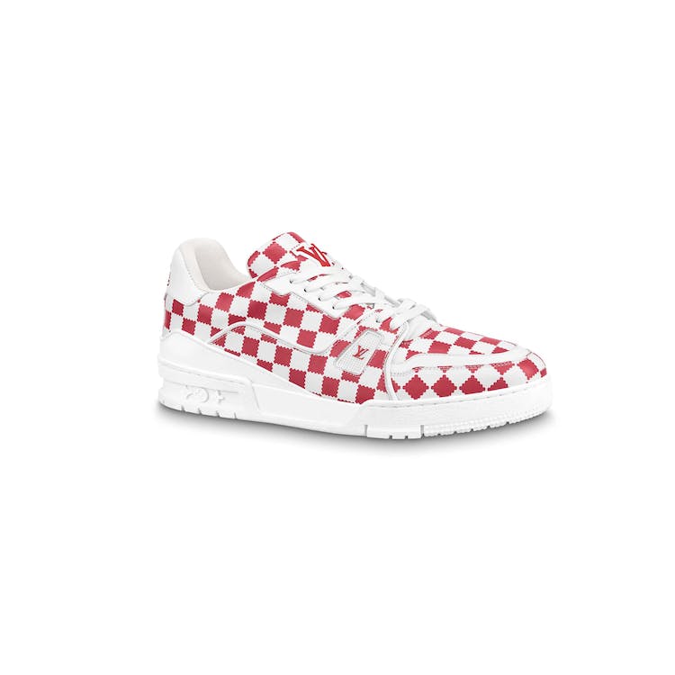 Image of Louis Vuitton Trainer Red White Damier
