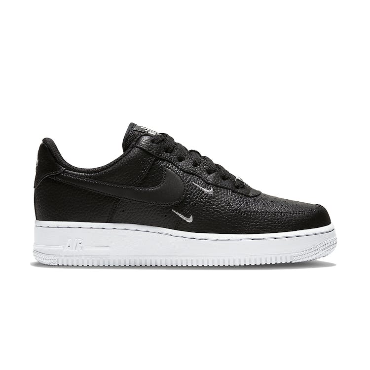 Image of Nike Air Force 1 Low 07 Essential Black White Silver Mini Swoosh (W)
