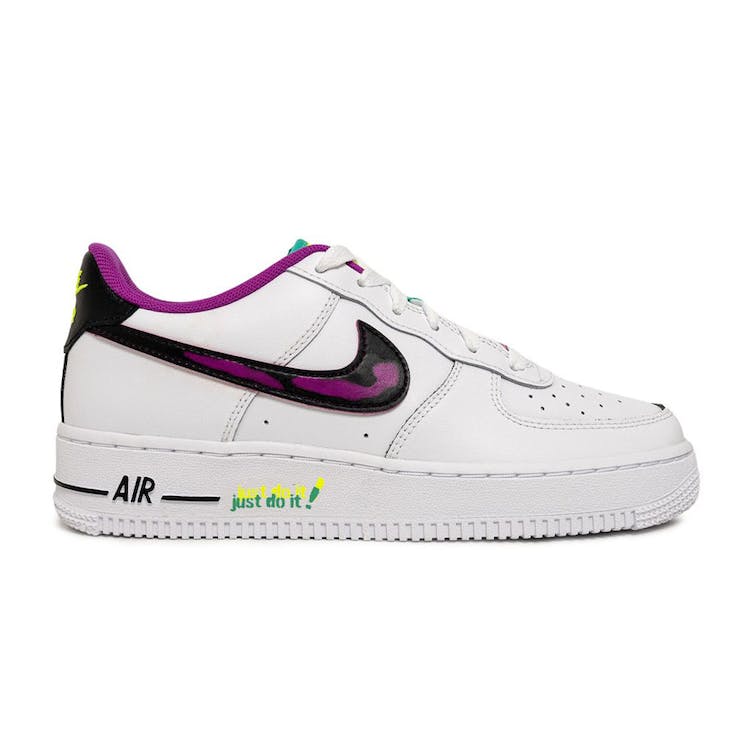 Image of Nike Air Force 1 Low 07 LV8 Just Do It! White Vivid Purple (GS)