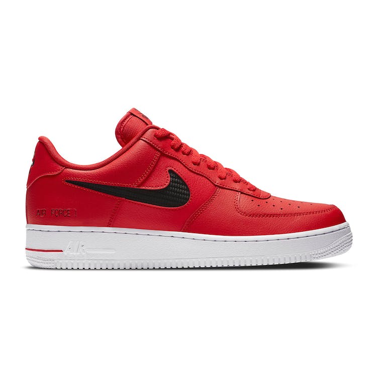 Image of Nike Air Force 1 Low Cut Out Swoosh Red Black
