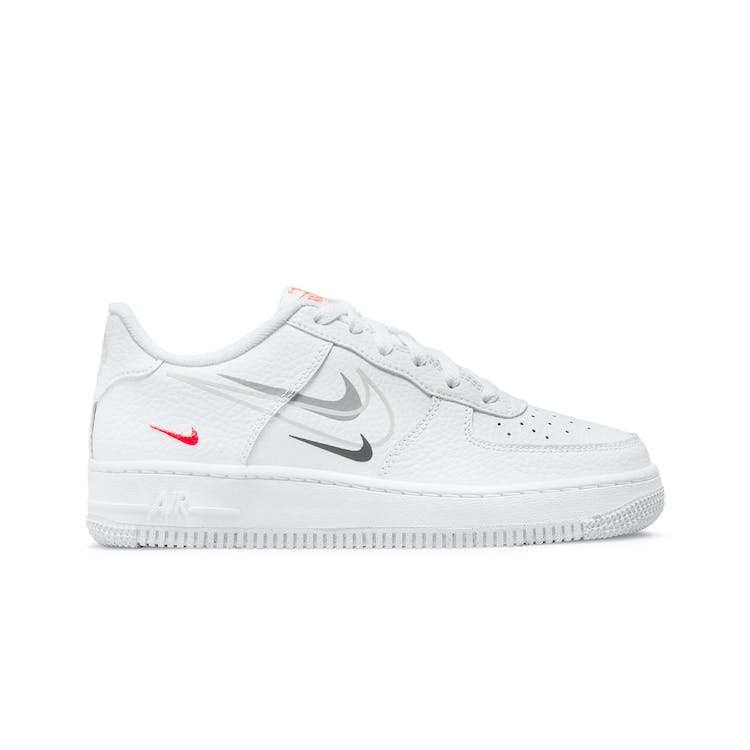 Image of Nike Air Force 1 Low Multi-Swoosh White Particle Grey Photon Dust Bright Crimson (GS)