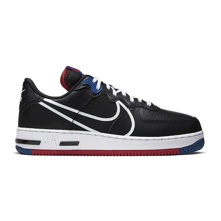 Image of Nike Air Force 1 Low React Black White Gym Red Gym Blue