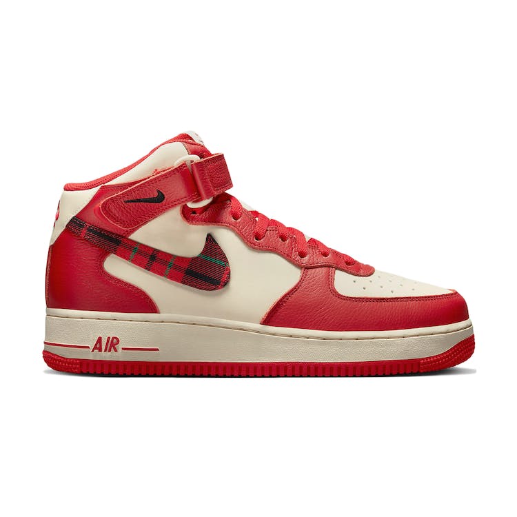 Image of Nike Air Force 1 Mid Plaid Cream Red